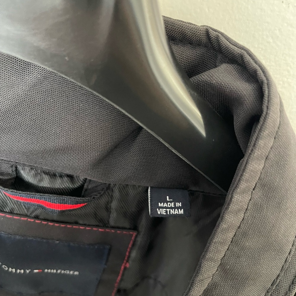 Tommy Hilfiger Large Black Mens coat field bomber jacket zip in hood - Picture 5 of 12